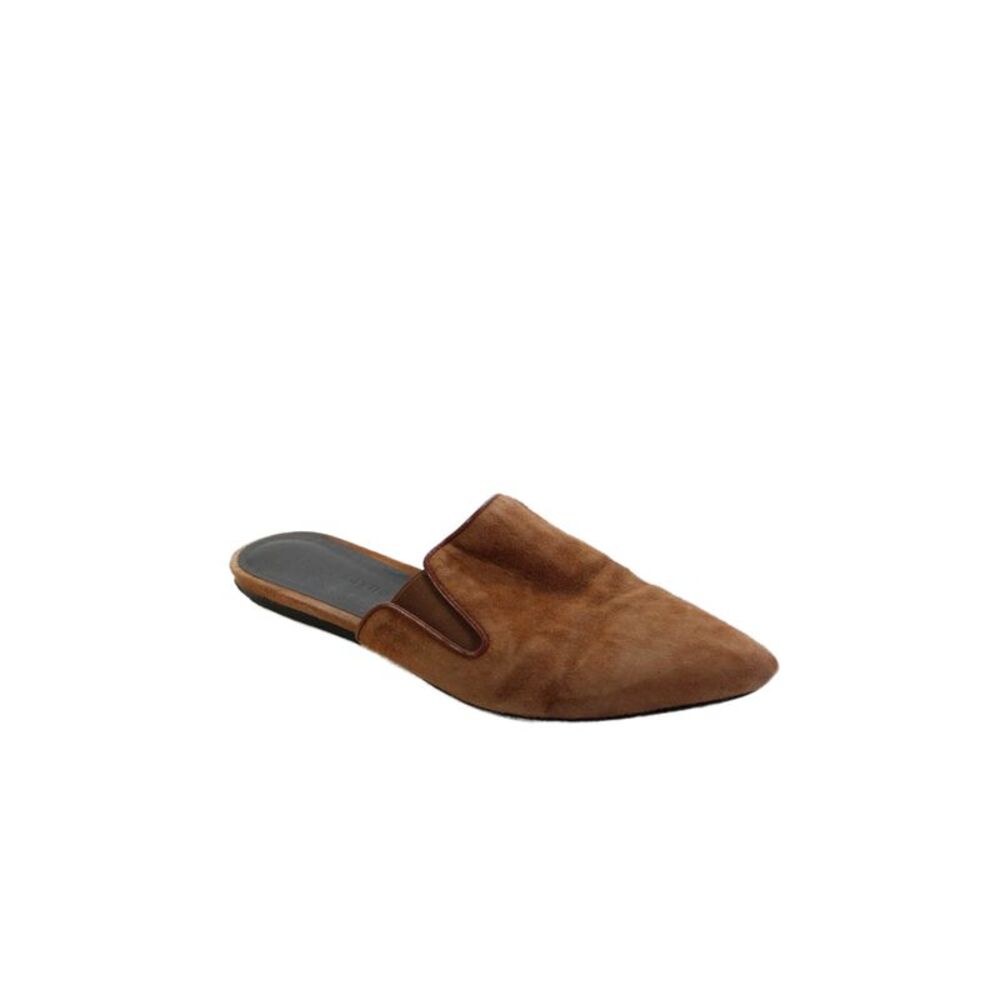 Jenni Kayne Womens Suede Pointed Toe Flats Mules Shoes Brown Size 7.5